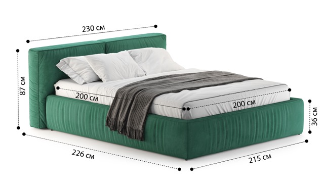 Кровать Лофт с подъемным механизмом и ящиками Velutto soft 667 2.0