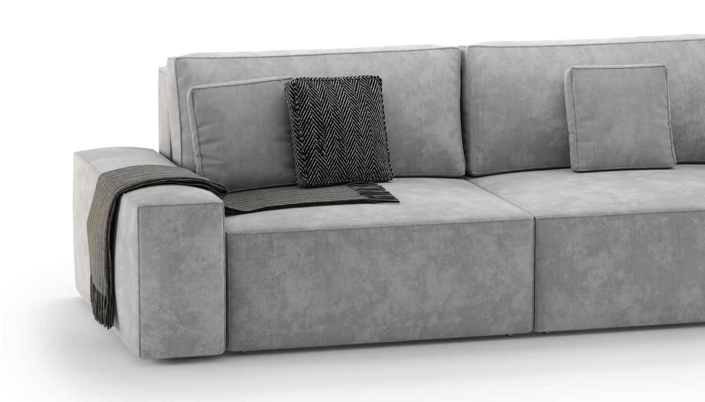 Диван модульный двухместный PLUSH_SILVER